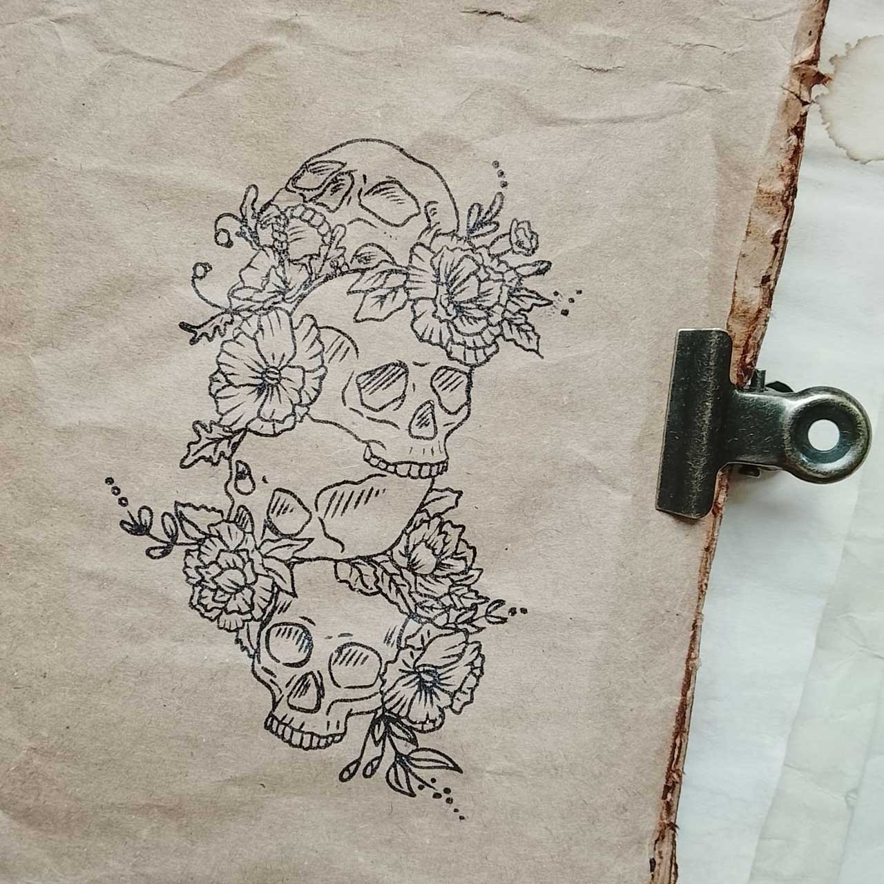 Motivstempel Titel: Judys Vintage Art · Skull&Flowers