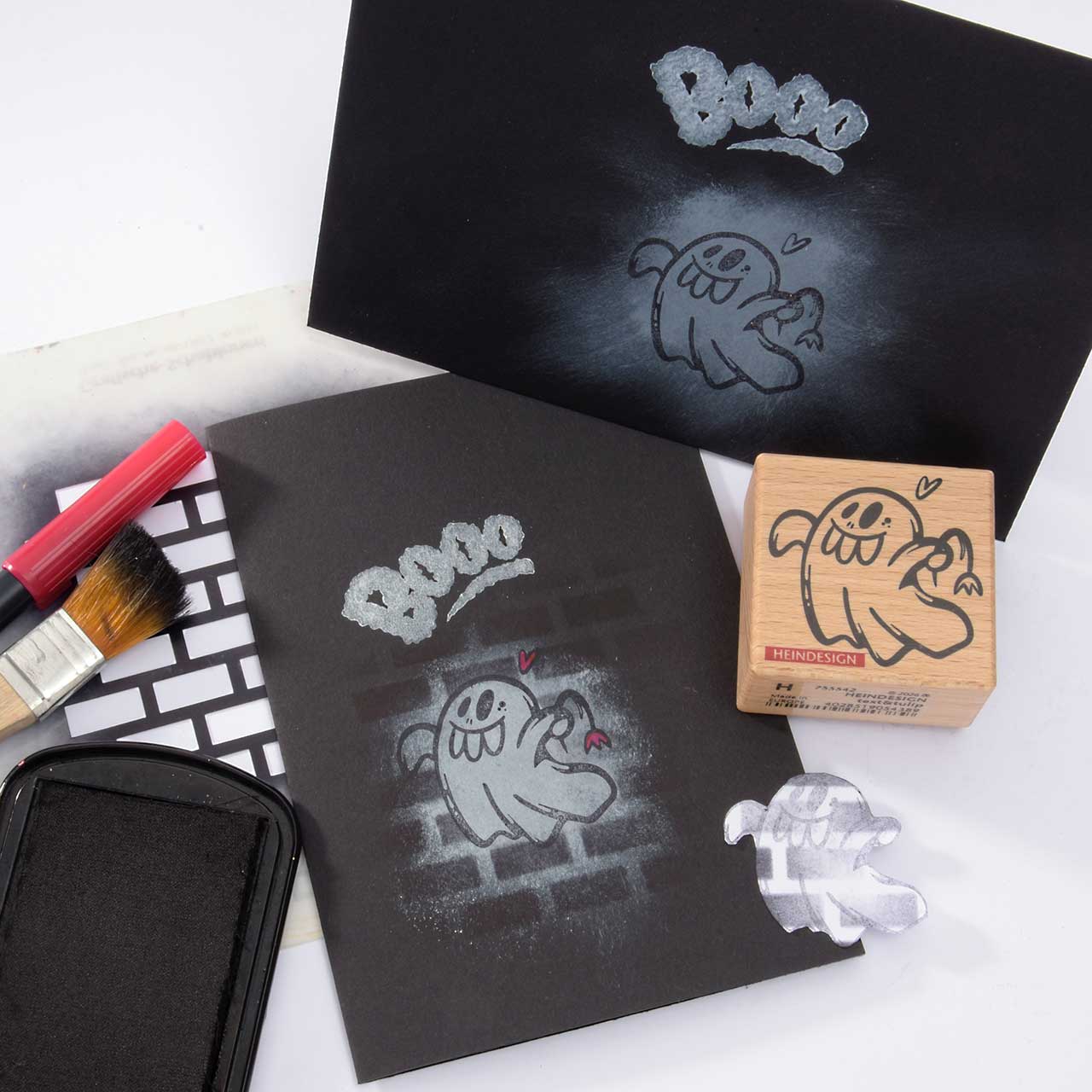 Motivstempel Titel: Halloween · Geisty mit Herz