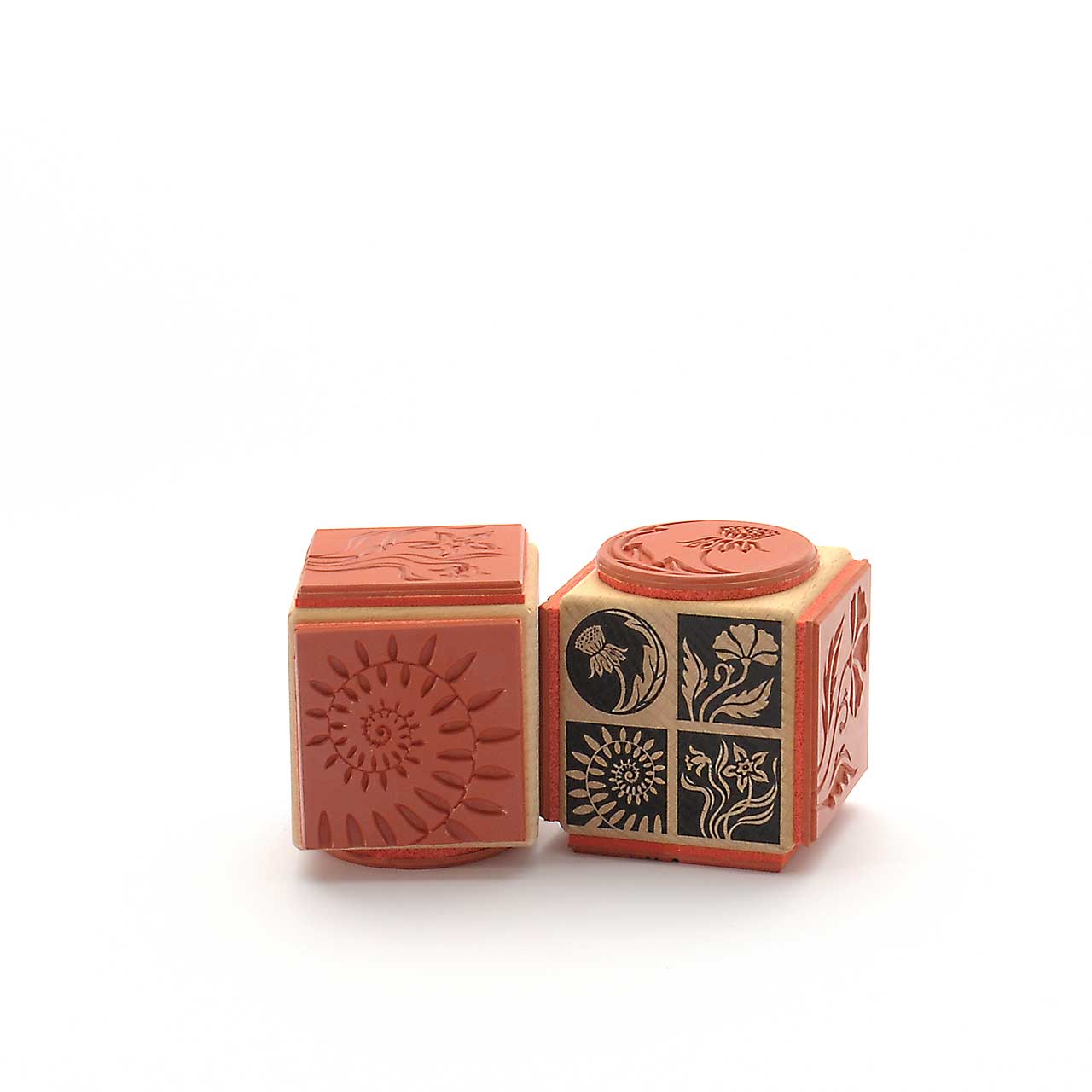 Motivstempel Titel: Blumen und Blüten in Quadrat und Kreis Motivstempel Titel: Blumen und Blüten in Quadrat und Kreis